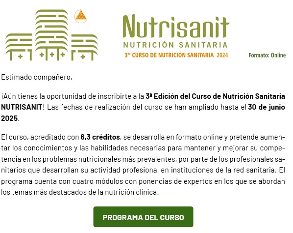 3 Edición del curso de nutrición sanitaria NUTRISANIT!